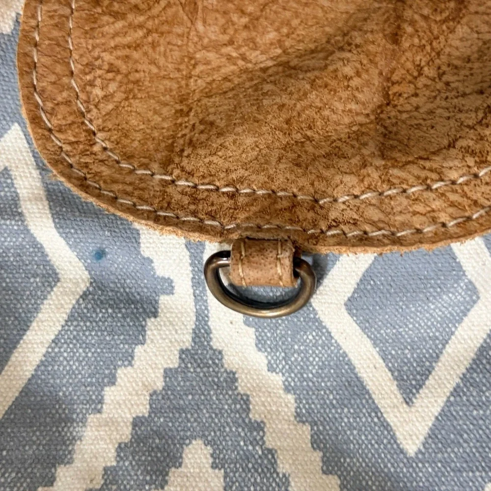 Myra Bag Artist's Impression Upcycled Canvas & Leather Backpack Purse S-1333 Bag